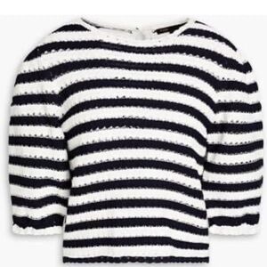 Maje Striped Crochet Top - navy and white